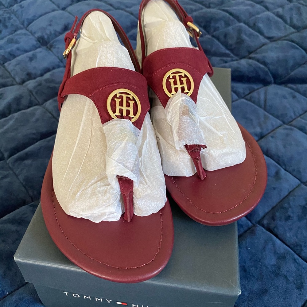 Tommy Hilfiger red thong sandals